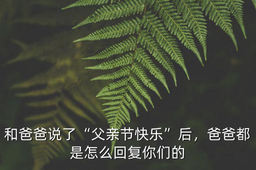 和爸爸說了“父親節快樂”后，爸爸都是怎么回復你們的
