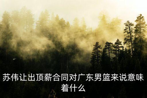 蘇偉讓出頂薪合同對(duì)廣東男籃來(lái)說(shuō)意味著什么