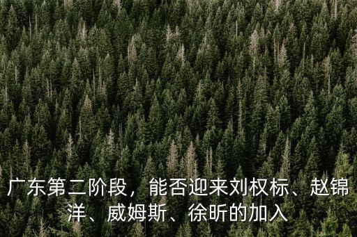 廣東第二階段，能否迎來劉權標、趙錦洋、威姆斯、徐昕的加入