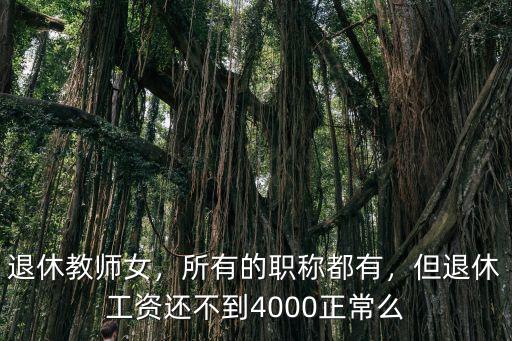 退休教師女，所有的職稱都有，但退休工資還不到4000正常么