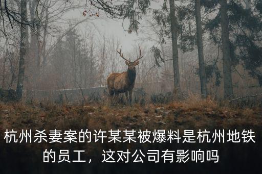 杭州殺妻案的許某某被爆料是杭州地鐵的員工，這對公司有影響嗎