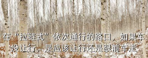 在“拉鏈式”依次通行的路口，如果車沒讓行，是應該讓行還是跟前車走