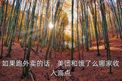 如果跑外賣的話，美團(tuán)和餓了么哪家收入高點(diǎn)