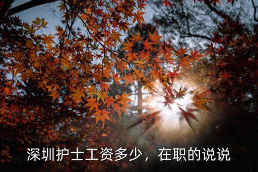 深圳護士工資多少，在職的說說