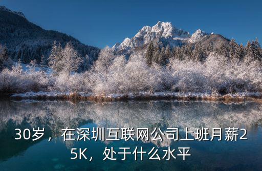 30歲，在深圳互聯網公司上班月薪25K，處于什么水平