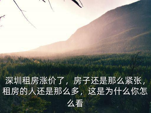 深圳租房漲價了，房子還是那么緊張，租房的人還是那么多，這是為什么你怎么看