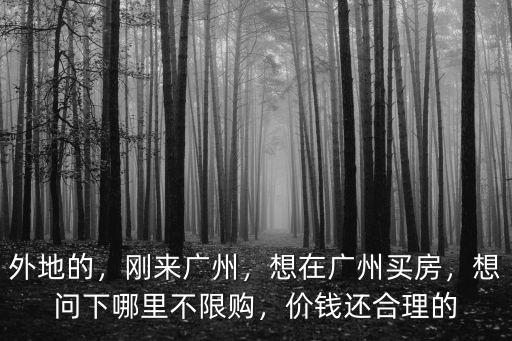 外地的，剛來(lái)廣州，想在廣州買(mǎi)房，想問(wèn)下哪里不限購(gòu)，價(jià)錢(qián)還合理的