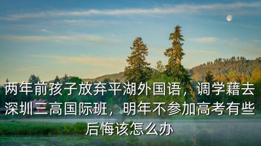 兩年前孩子放棄平湖外國語，調學藉去深圳三高國際班，明年不參加高考有些后悔該怎么辦
