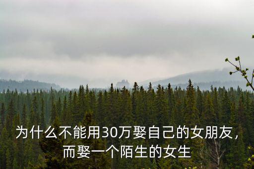 為什么不能用30萬娶自己的女朋友，而娶一個陌生的女生