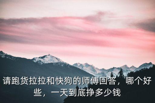 請跑貨拉拉和快狗的師傅回答，哪個好些，一天到底掙多少錢