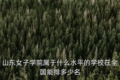 山東女子學院屬于什么水平的學校在全國能排多少名