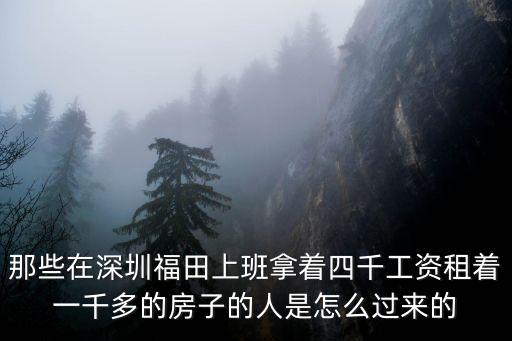 那些在深圳福田上班拿著四千工資租著一千多的房子的人是怎么過來的