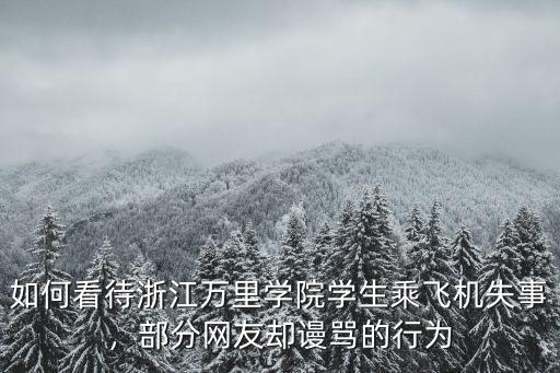 如何看待浙江萬里學(xué)院學(xué)生乘飛機(jī)失事，部分網(wǎng)友卻謾罵的行為