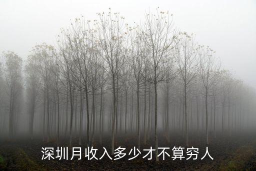 深圳月收入多少才不算窮人