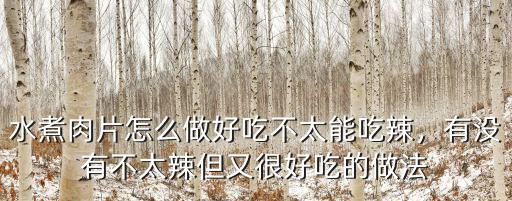 水煮肉片怎么做好吃不太能吃辣，有沒有不太辣但又很好吃的做法