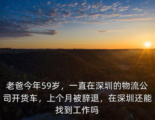 老爸今年59歲，一直在深圳的物流公司開貨車，上個月被辭退，在深圳還能找到工作嗎