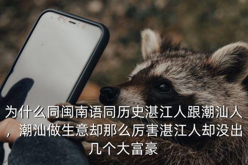 為什么同閩南語同歷史湛江人跟潮汕人，潮汕做生意卻那么厲害湛江人卻沒出幾個大富豪