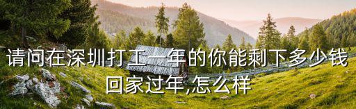 請問在深圳打工一年的你能剩下多少錢回家過年,怎么樣