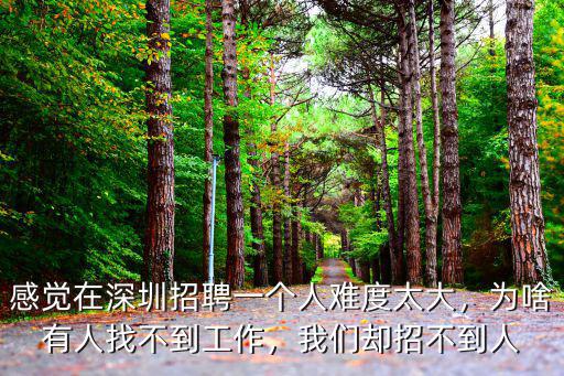 感覺在深圳招聘一個人難度太大，為啥有人找不到工作，我們卻招不到人