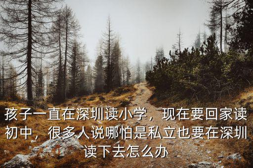 孩子一直在深圳讀小學，現在要回家讀初中，很多人說哪怕是私立也要在深圳讀下去怎么辦