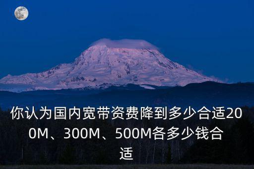你認為國內寬帶資費降到多少合適200M、300M、500M各多少錢合適