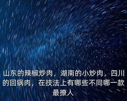 山東的辣椒炒肉，湖南的小炒肉，四川的回鍋肉，在技法上有哪些不同哪一款最撩人