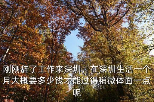 剛剛辭了工作來深圳，在深圳生活一個月大概要多少錢才能過得稍微體面一點呢