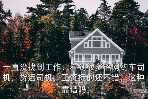 一直沒(méi)找到工作，看到很多招網(wǎng)約車(chē)司機(jī)，貨運(yùn)司機(jī)，工資標(biāo)的還不錯(cuò)，這種靠譜嗎