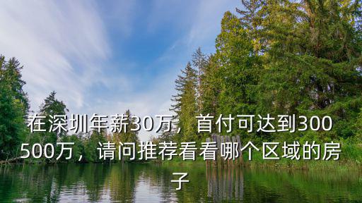 深圳500萬的房首付多少,在深圳年薪30萬