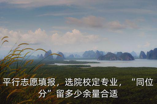 平行志愿填報，選院校定專業(yè)，“同位分”留多少余量合適
