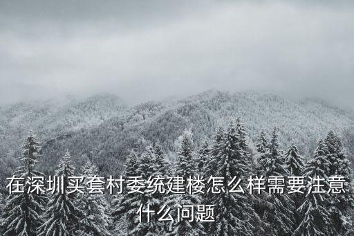 在深圳買套村委統建樓怎么樣需要注意什么問題