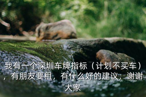 我有一個深圳車牌指標（計劃不買車），有朋友要租，有什么好的建議，謝謝大家