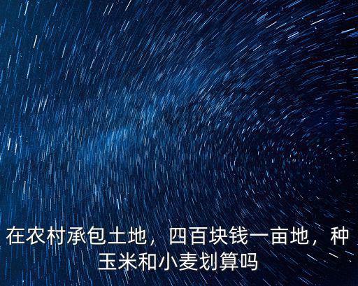 在農村承包土地，四百塊錢一畝地，種玉米和小麥劃算嗎