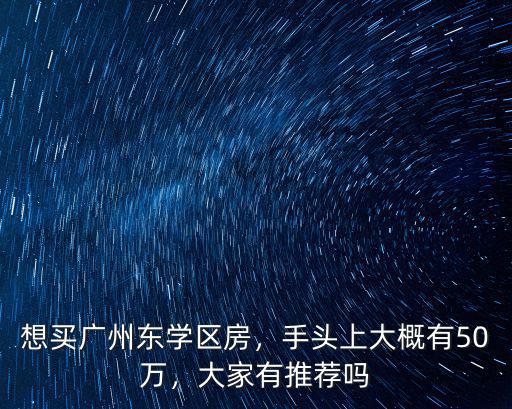 想買廣州東學區房，手頭上大概有50萬，大家有推薦嗎