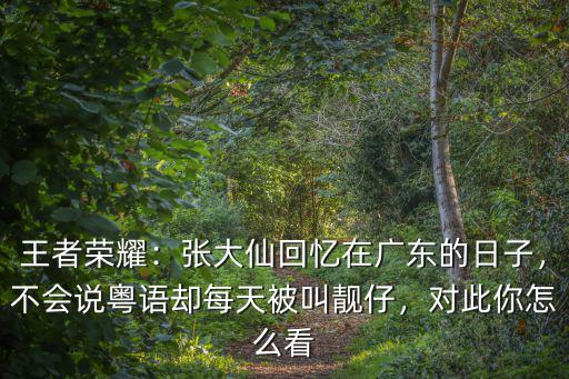 王者榮耀：張大仙回憶在廣東的日子，不會說粵語卻每天被叫靚仔，對此你怎么看
