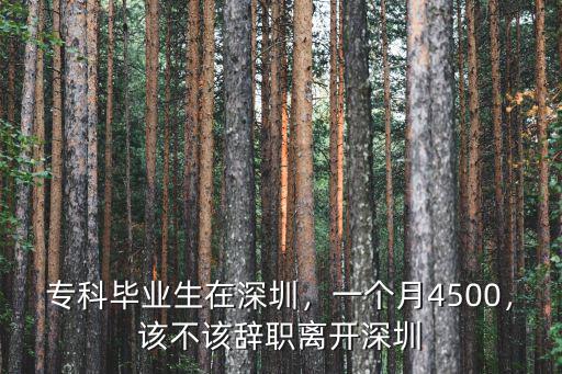 專科畢業生在深圳，一個月4500，該不該辭職離開深圳