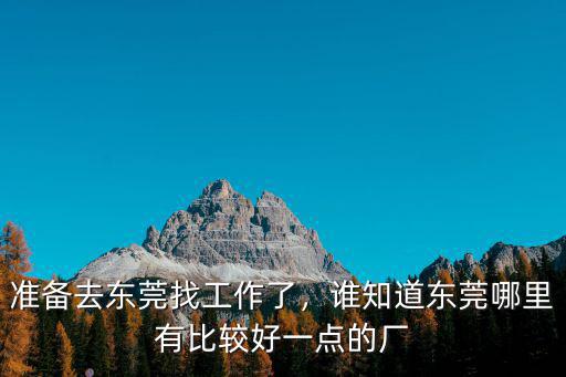 準(zhǔn)備去東莞找工作了，誰(shuí)知道東莞哪里有比較好一點(diǎn)的廠