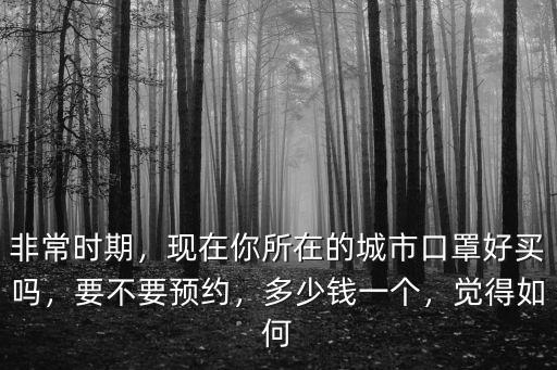 非常時期，現在你所在的城市口罩好買嗎，要不要預約，多少錢一個，覺得如何