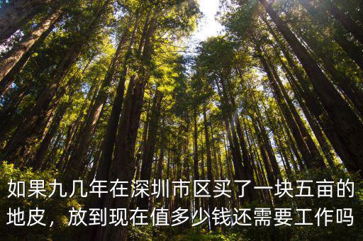 如果九幾年在深圳市區(qū)買了一塊五畝的地皮，放到現(xiàn)在值多少錢還需要工作嗎