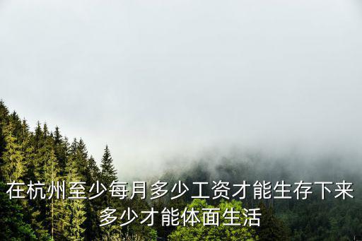 在杭州至少每月多少工資才能生存下來多少才能體面生活
