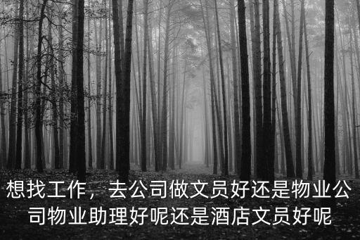 想找工作，去公司做文員好還是物業公司物業助理好呢還是酒店文員好呢
