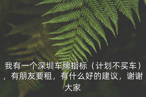 深圳車牌指標下來后怎么辦,我有一個深圳車牌指標