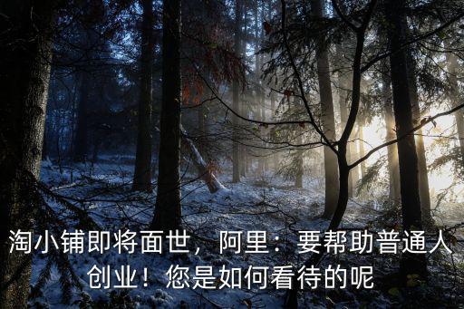 淘小鋪即將面世，阿里：要幫助普通人創(chuàng)業(yè)！您是如何看待的呢