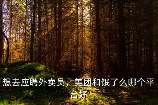 想去應聘外賣員，美團和餓了么哪個平臺好