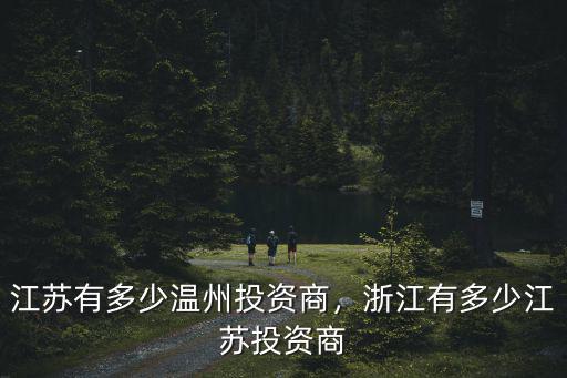 浙江多少蘇州多少小小杜,江蘇有多少溫州投資商
