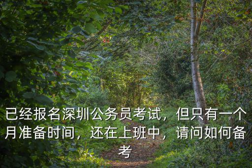 已經(jīng)報(bào)名深圳公務(wù)員考試，但只有一個(gè)月準(zhǔn)備時(shí)間，還在上班中，請(qǐng)問如何備考