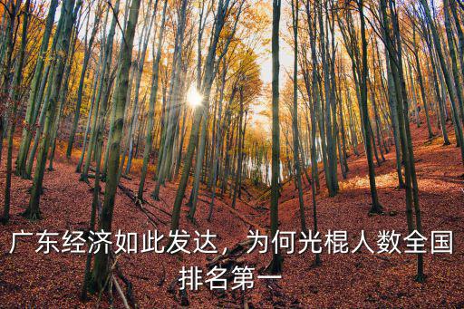 廣東經濟如此發達，為何光棍人數全國排名第一
