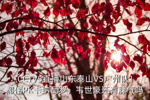 CCTV5直播山東泰山VS廣州隊！郝偉PK卡納瓦羅，韋世豪還有脾氣嗎