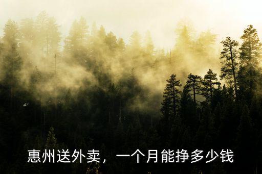 惠州送外賣，一個月能掙多少錢