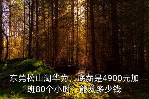 東莞華為普工底薪多少錢,東莞松山湖華為